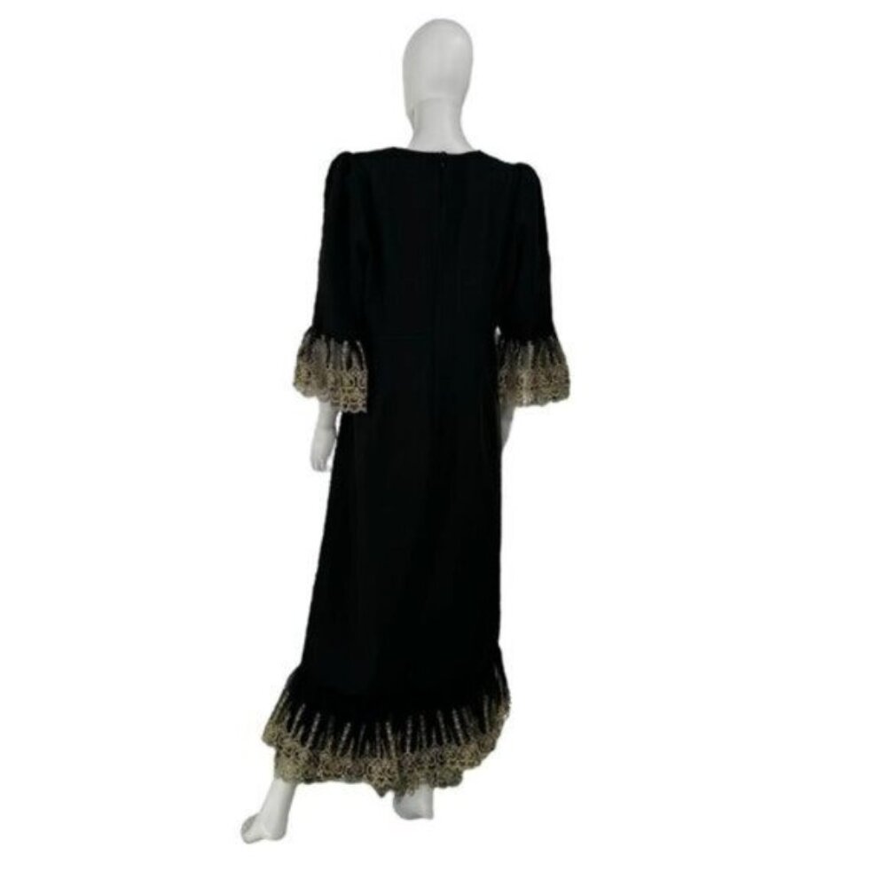 Pomander Place NEW Black Lillith Gold Lace Formal Maxi Dress Size XS - Picture 10 of 13